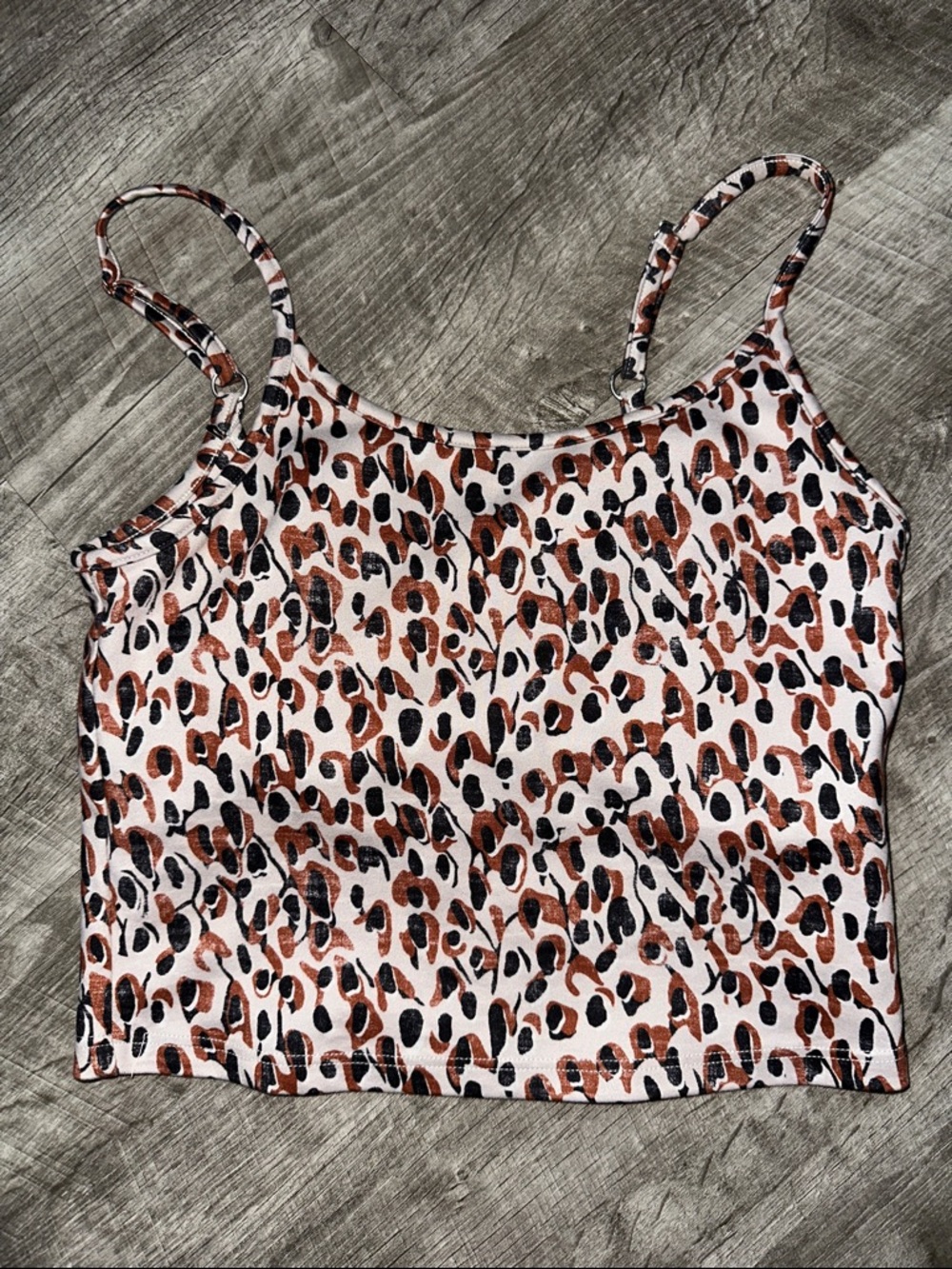 Anthropologie Daily Practice Print Crop Cami Tank Top - Tan/Brown/Navy